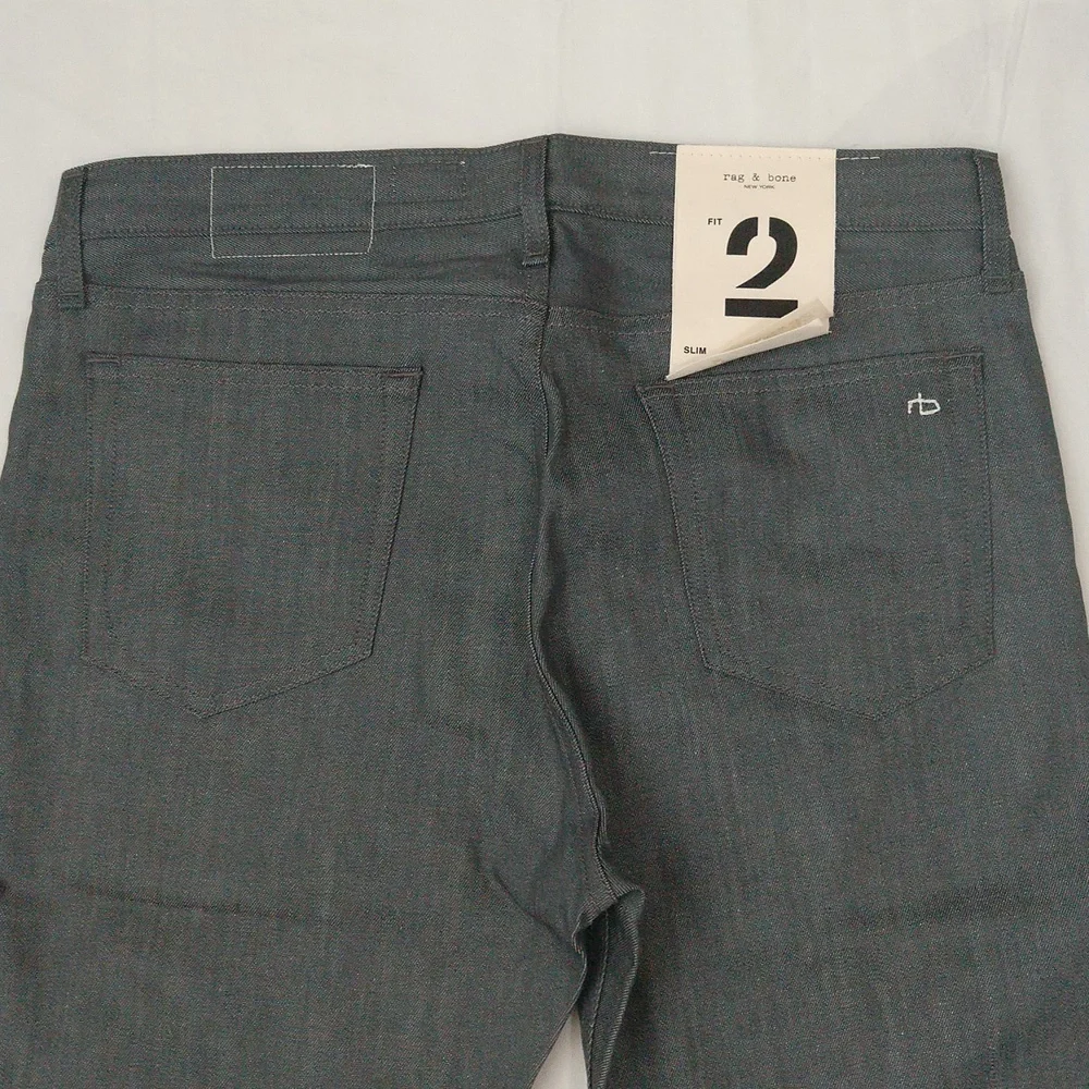 Rag bone fit 2 slim mid rise tailored raw grey denim jeans men's Sz 34w/32L - Picture 6 of 14